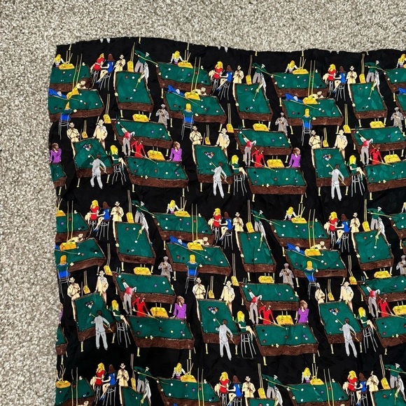 VTG 90's Playing Pool Graphic Scarf 100% Silk Hand Sewn Colorful Retro Party - Picture 8 of 8